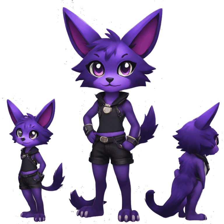 Anthro-Edgy-Cool-Black-Purple-Contrast-Colors-Fantasy-Fur-Sona-Chibi-Shiny-Fakémon-Hybrid full body emoji