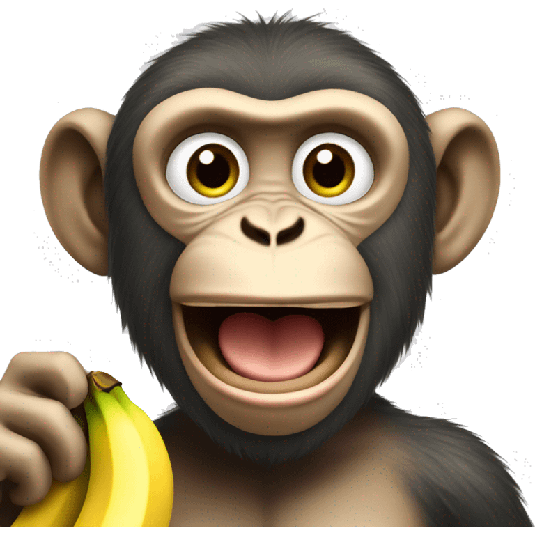 monkey esting banana enjoying it emoji