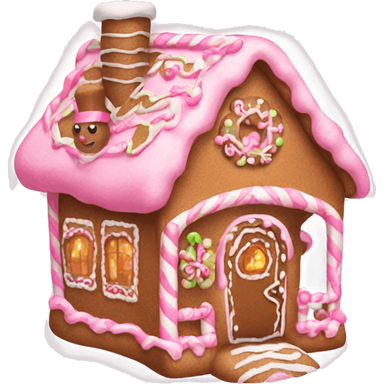 Pink girly gingerbread house emoji