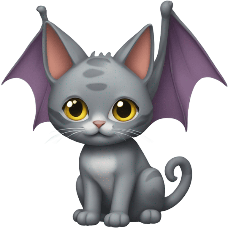 Grey tabi cat with dragon wings emoji