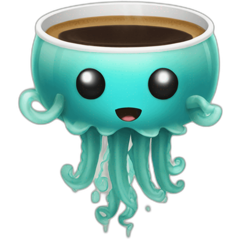 jellyfish drinking a coffee emoji