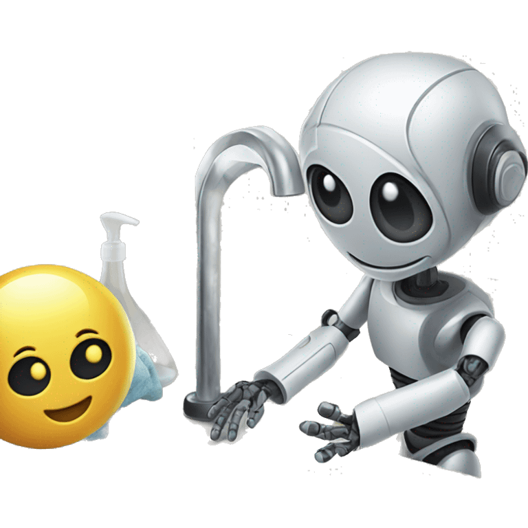 A robot taking clothes out of the sink emoji