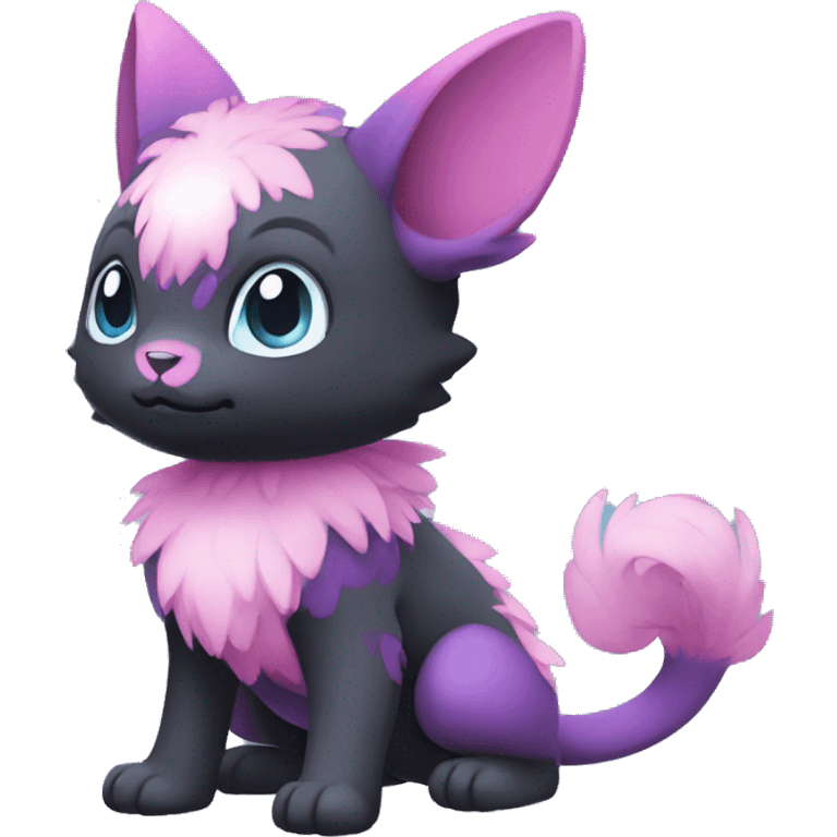 Cute cool black blue purple pink animal hybrid Fakemon full body emoji