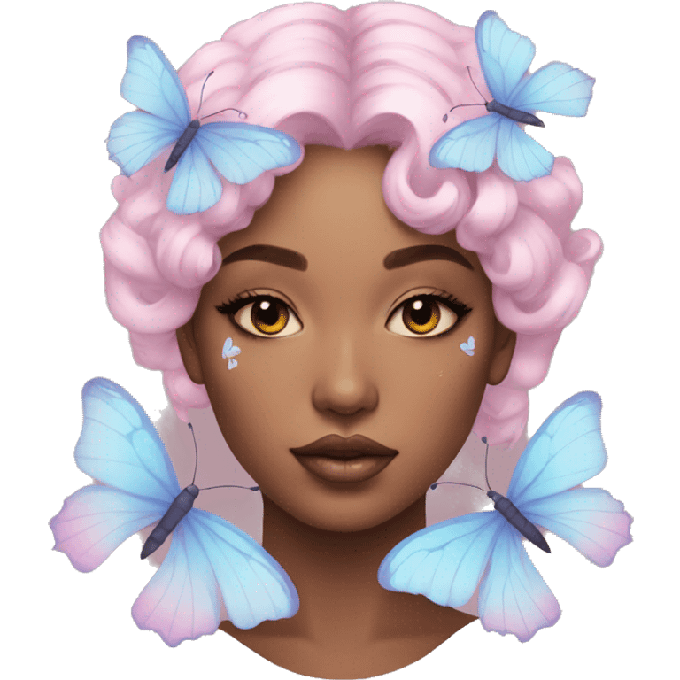 Gorgeous Pastel Lady With Butterflies on head aesthetic trending style emoji