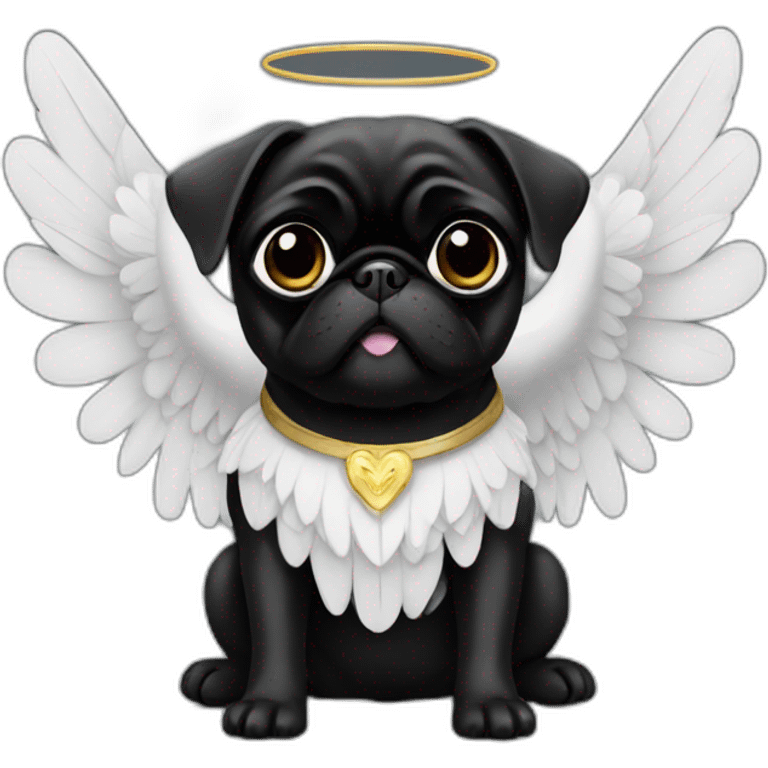 Black pug with angel wings emoji