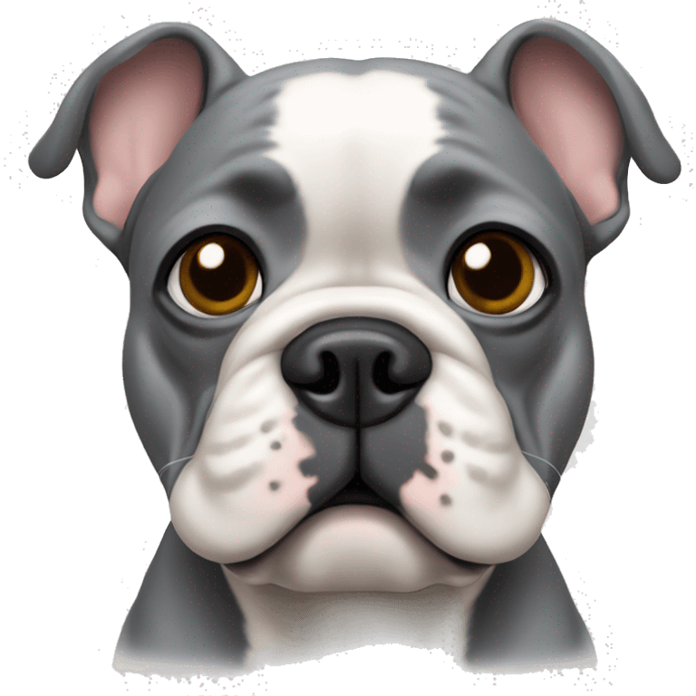 a grey french bulldog with a whit chest path emoji