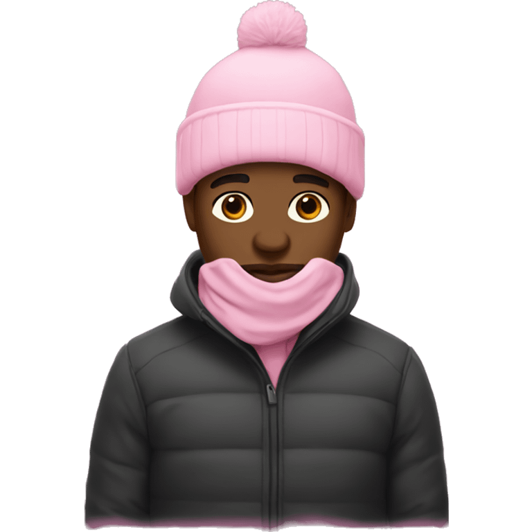 Pink Winter black man  emoji