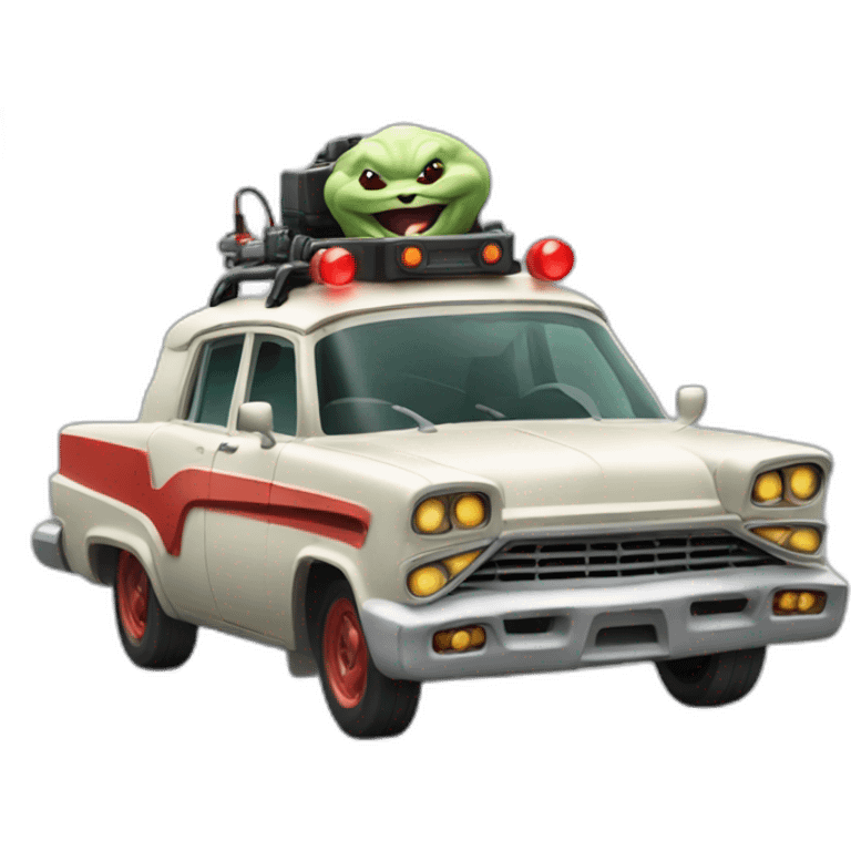 zuul ghostbuster driving a car looking happy emoji