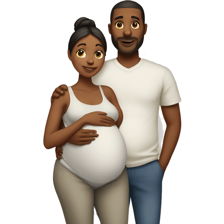 A pregnant woman with her husband  emoji