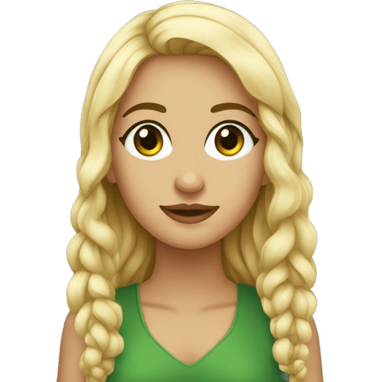 mulher loira de olhos verdes emoji