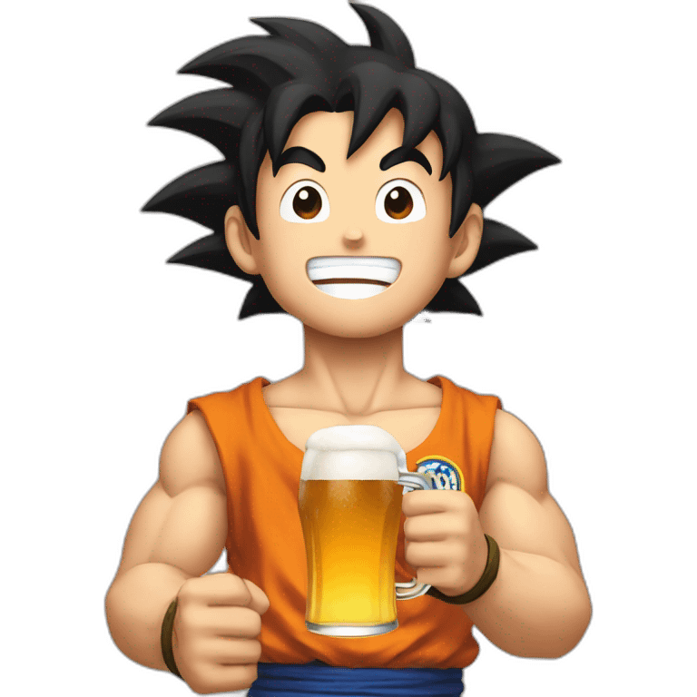 Son Goku holding a beer emoji