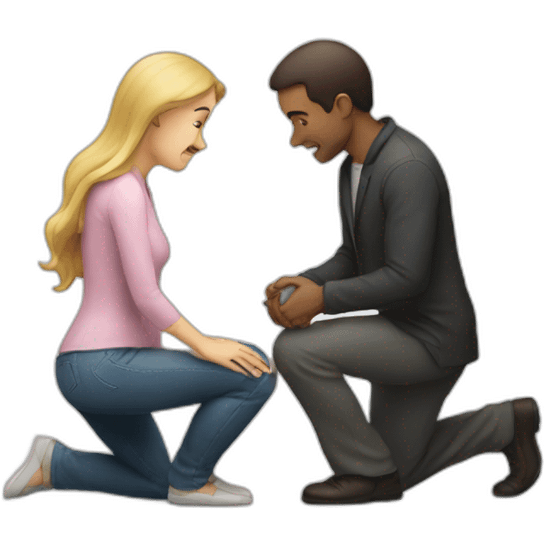 Man on knees facing woman emoji