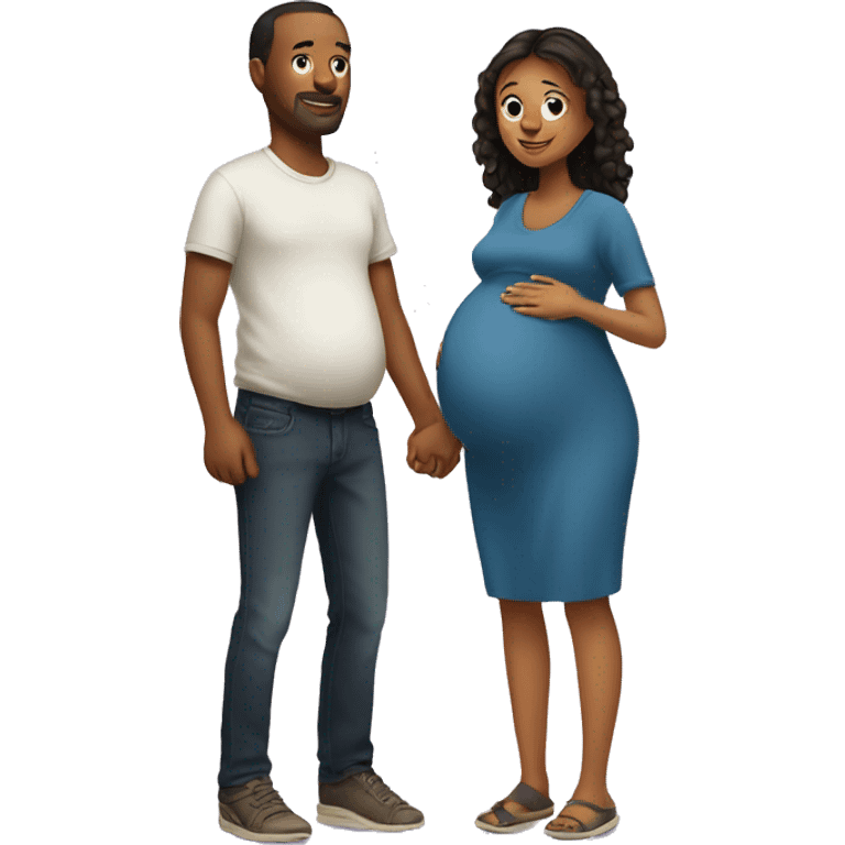 A pregnant woman with her husband  emoji