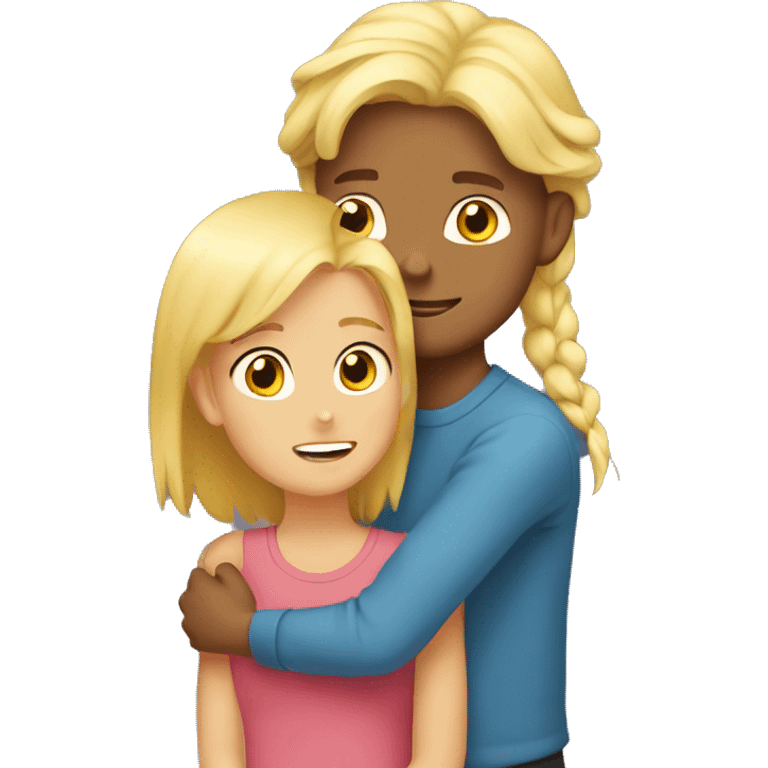 girl is huging a blond boy emoji