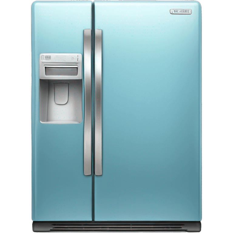 Realistic metallic light blue fridge isolated.  emoji