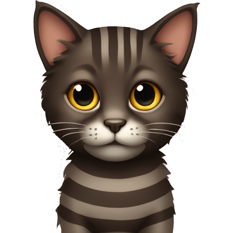 Dark brown fluffy cat with stripes emoji