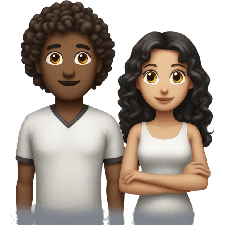 curlyhead man with brown hair and girl with black hair holding hands emoji