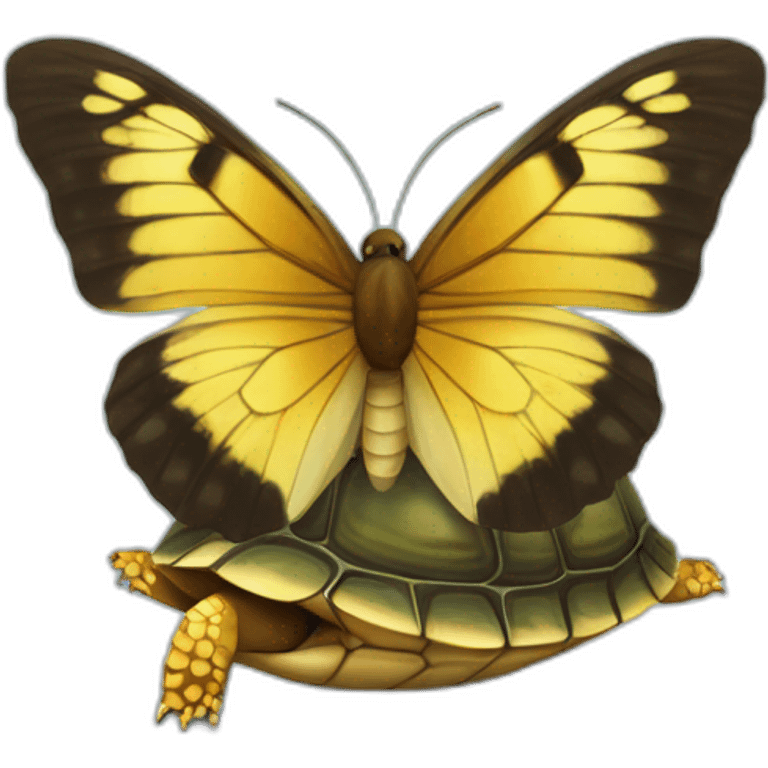 Papillon sur une tortue emoji