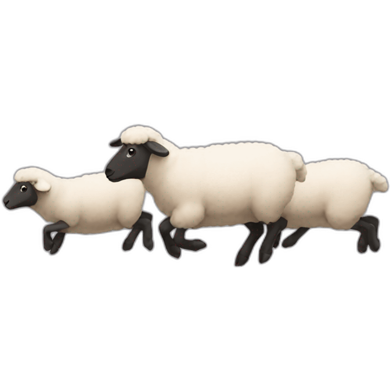 5 sheep running to the left from right emoji