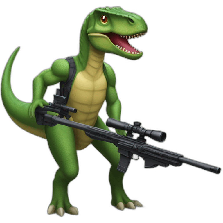 Dinosaurio con sniper en la espalda  emoji