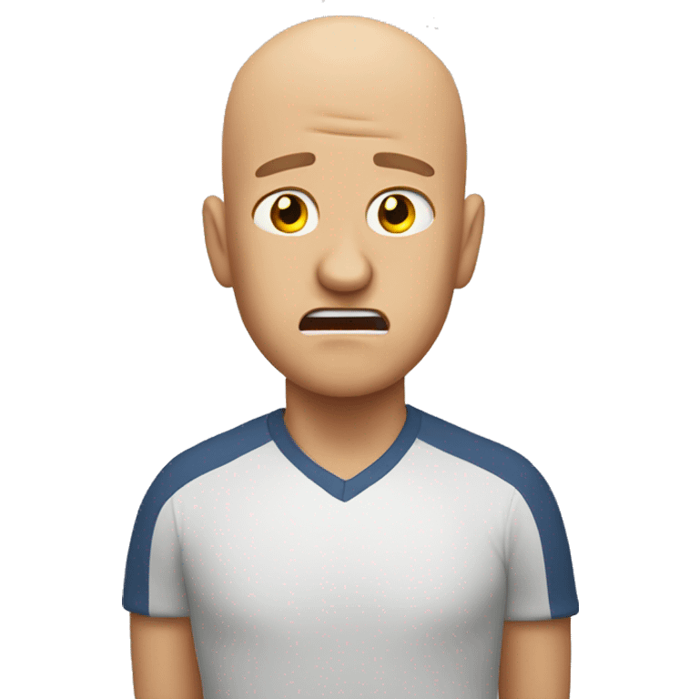 A bald man with a lightning-shaped scratch on his head, crying emoji