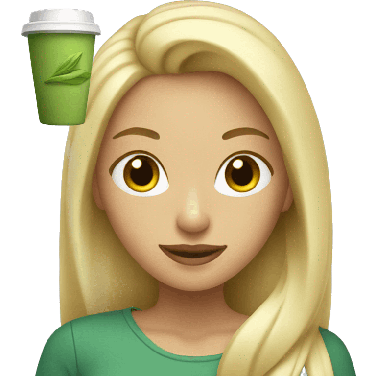 Blonde Women with a Matcha Cup emoji