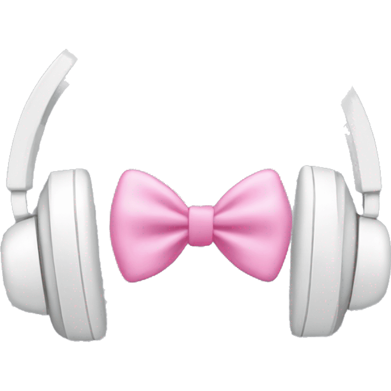 White headset with cute pink bows  emoji