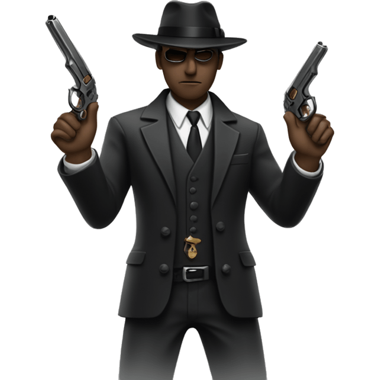 mafia member holding a revolver pistol in hands and only visible upper body emoji