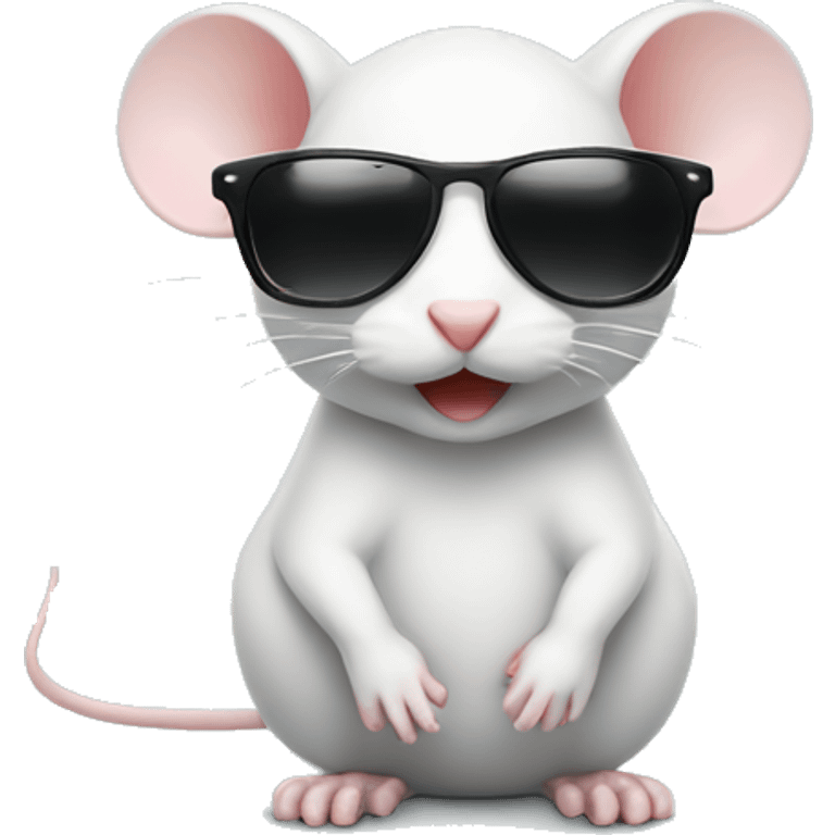 Cute little white mouse wearing sunglasses and fake mustache  emoji