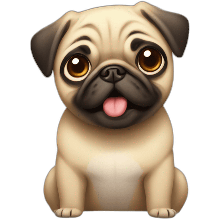 cute anime pug with a shocked face emoji