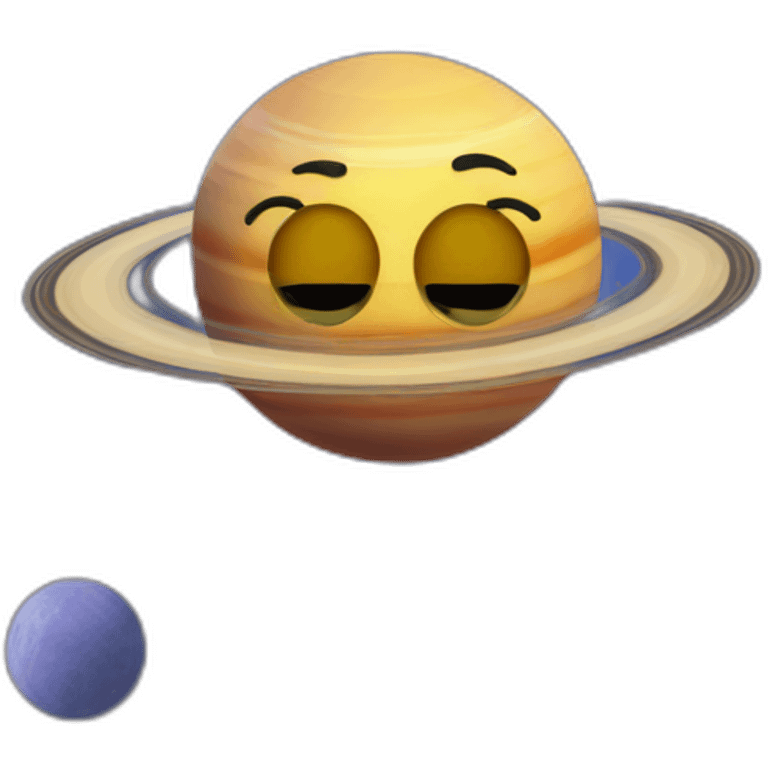 planet Saturn with a cartoon smiling face with sunglasses emoji