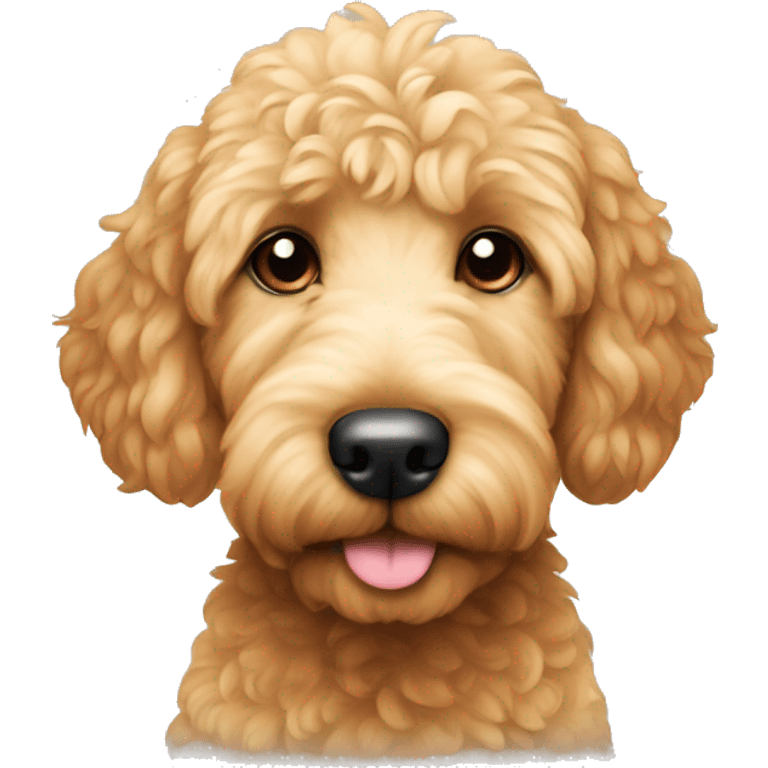 Mini golden doodle with cute nose emoji