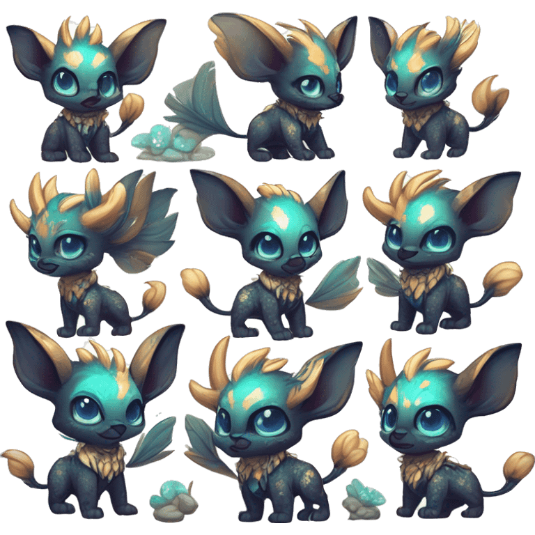 Cool cute Kawaii edgy fantasy shiny chibi animal creature fursona Fionbri vernid by griffsnuff & LiLaiRa & Falvie full bodyal emoji