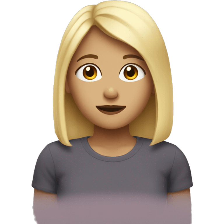 Girl with blonde hair and brown eyes watching tv emoji