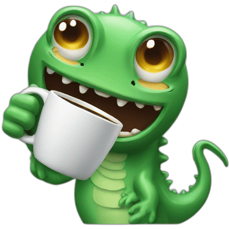 talkative water monster with a coffee emoji