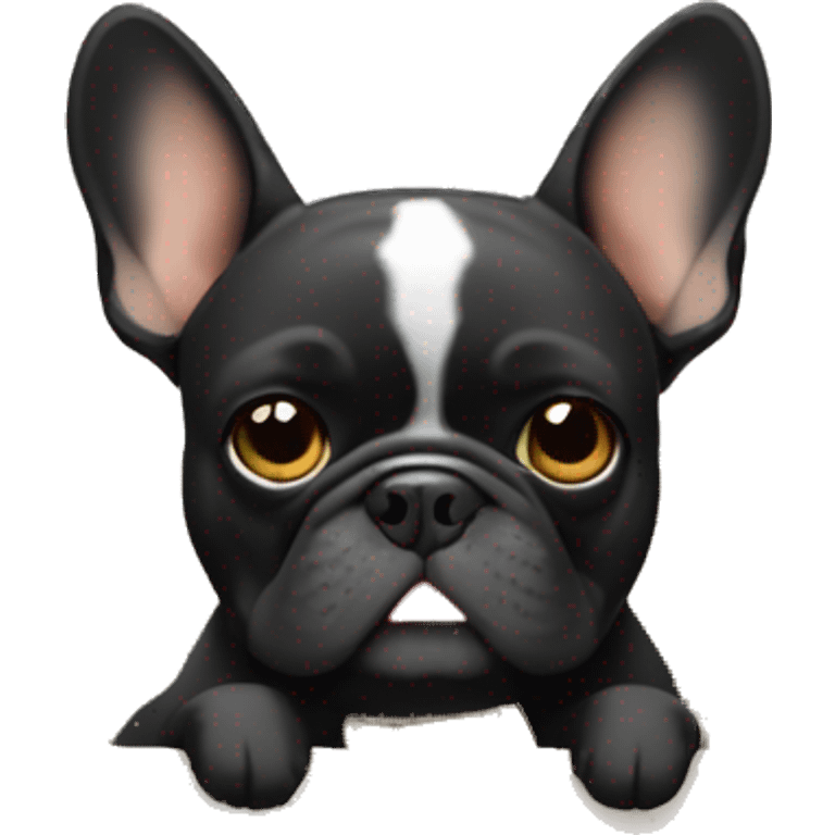 Black-and-tan French bulldog burying money  emoji