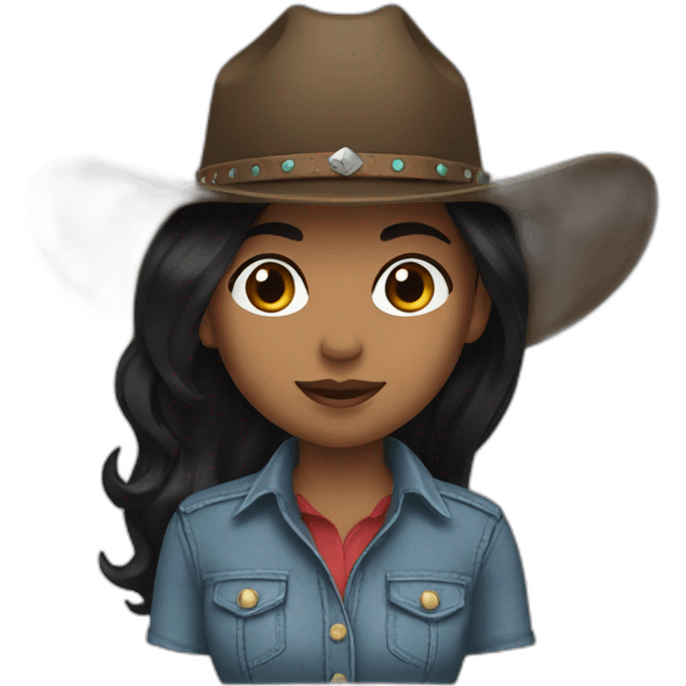 cowgirl straight black hair emoji