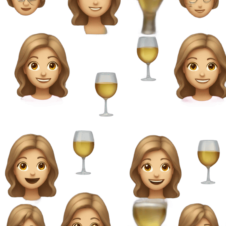 smiling girl with wine glass and light brown hair emoji