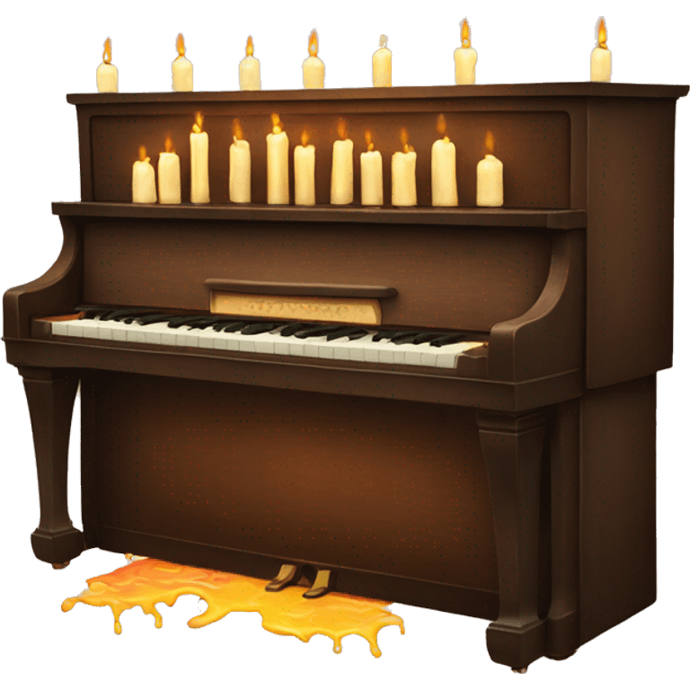 vintage piano with melted candles on top emoji