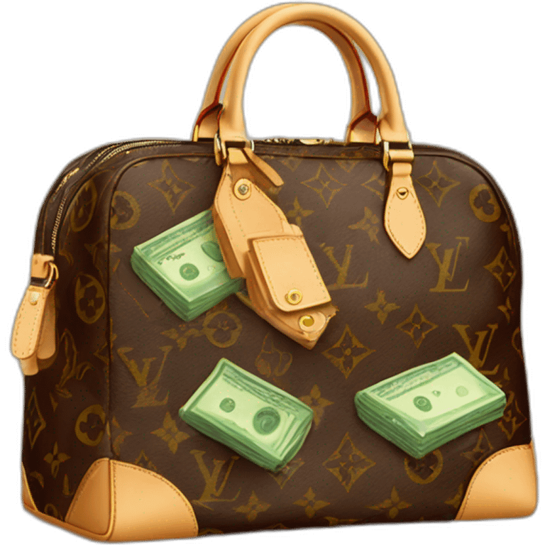 Louis vuitton bag with money emoji