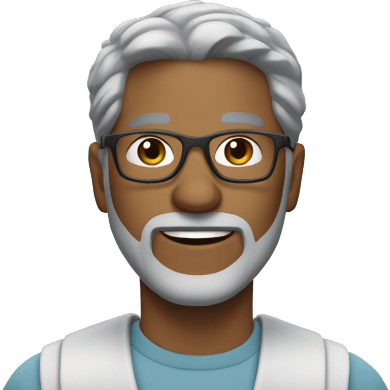 white man, 40 years old, wears glasses, gray hair, short gray beard emoji