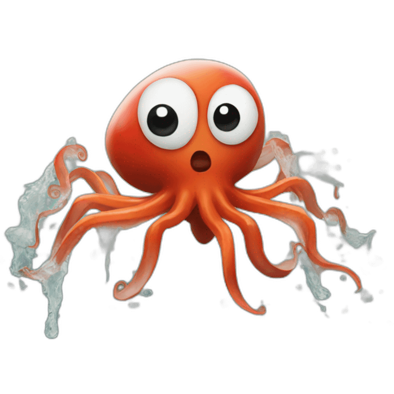 A squid smashing a ladybug emoji