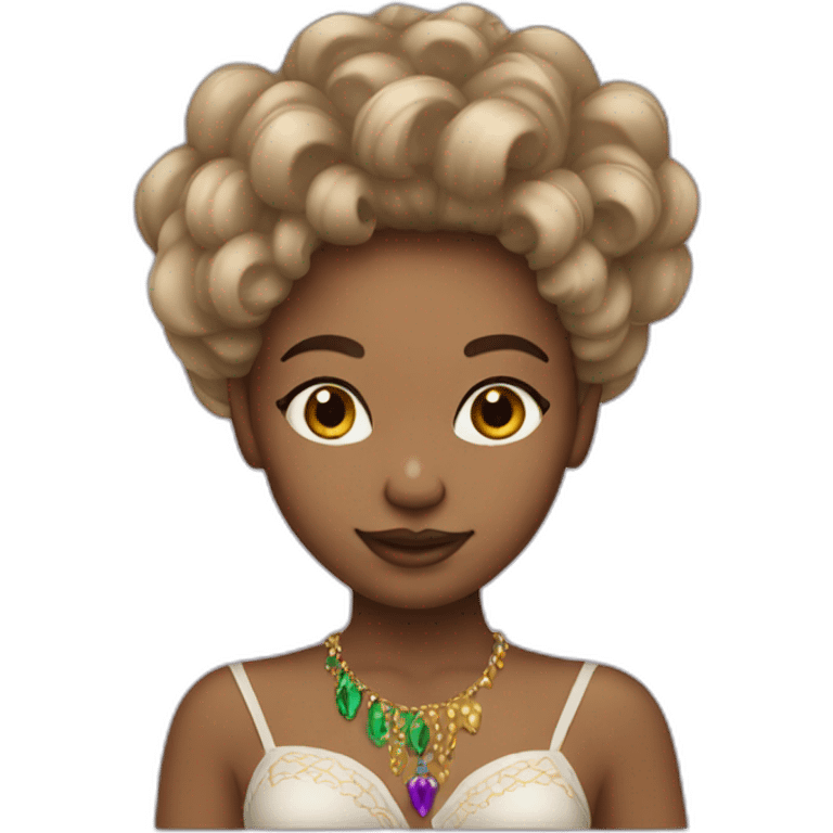 girl with hair mardi gras neutral skin tone emoji