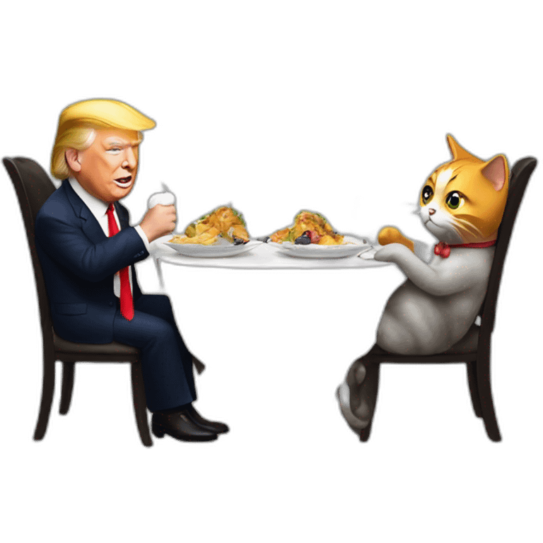 Trump and cat dining emoji