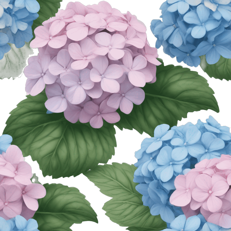 Rococo blue and pale pink hydrangeas emoji