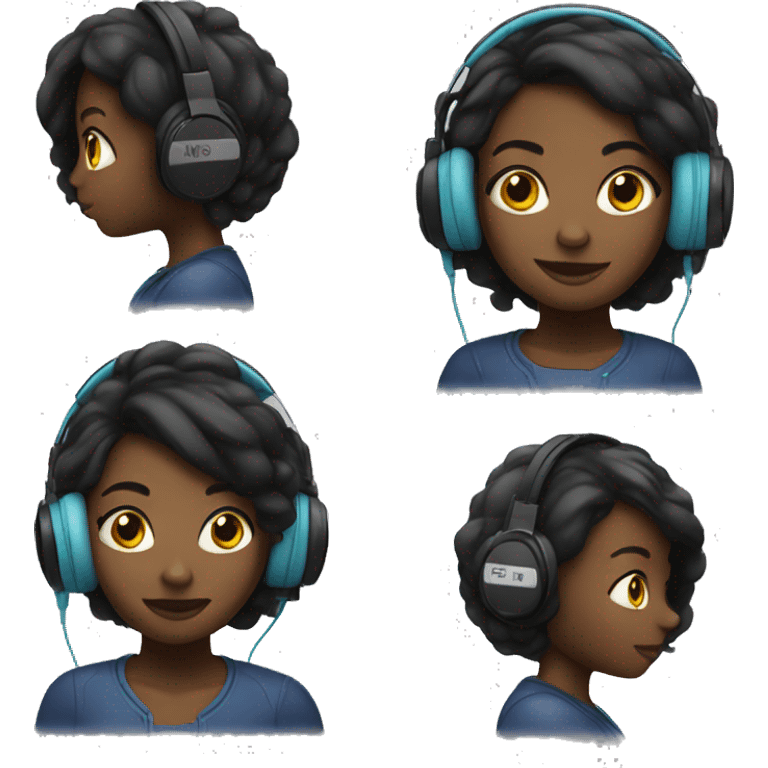 Black girl with apple headphones on emoji