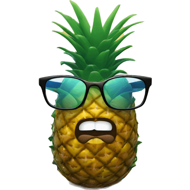 Pineapple wearing Prada glasses on a sunset beach  emoji