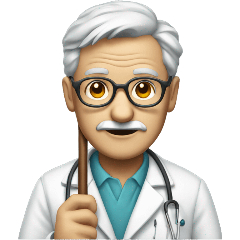 Old male doctor with glasses and holding a cane portrait emoji