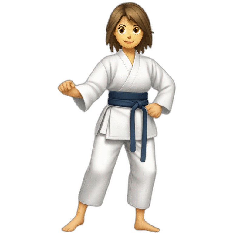 jeune femme mulatre en tenue d'aikido emoji