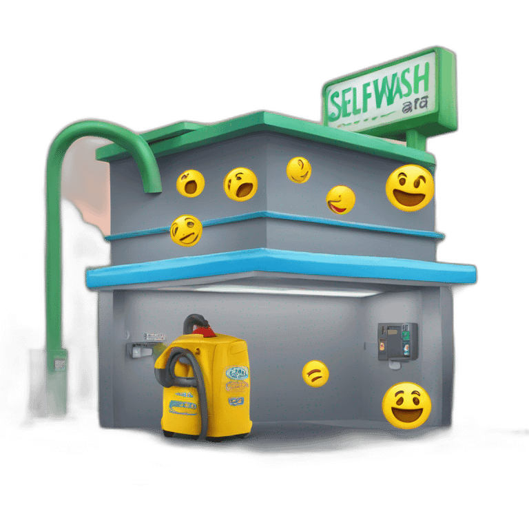 a sign that reads selfwash on top and carwash on bottom emoji